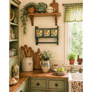 3 Drawer Hand Painted Shelf and Towel Hanger Country Farmhouse